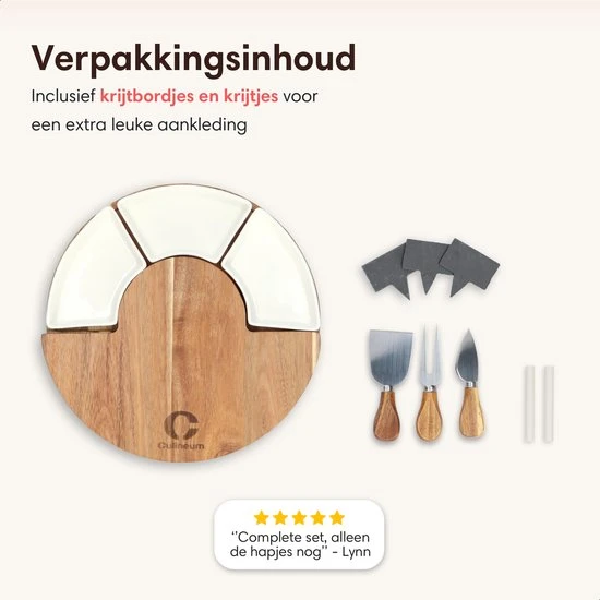 Culineum® Luxe Borrelplank Met Messen & Schaaltjes - Tapasplank, Serveerplank & Kaasplank - 30 Cm - Keramiek / Hout 8 Culineum® Luxe Borrelplank Met Messen & Schaaltjes - Tapasplank, Serveerplank & Kaasplank - 30 Cm - Keramiek / Hout - Afbeelding 6