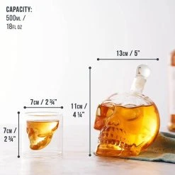 OS Oak & Steel ENGLAND Doodskop Whiskey Karaf (500ml) Met 6 Skull -Tefal Shop 550x550 928