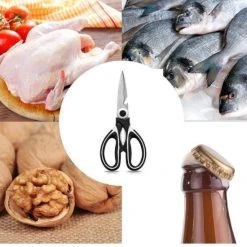 Merkloos Multifunctionele RVS Keukenschaar - Notenkraker - Flessenopener - Fileermes - Huishoudschaar - Linkshandig En Rechtshandig - Vaatwasserbestendig - Voor O.a. Kip/Vlees/Noten/Gevogelte/Papier/Plastic/Groente - Inclusief Beschermhoes -Tefal Shop 550x550 934