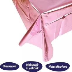 Happy Happenings Folie Tafelkleed - Folie Tafellaken - Geboorte Decoratie Meisje - Tafel Accessoire - Feestje - Party Plastic Decoratie - Metallic Tafelzeil - Verjaardag Versiering - Gender Reveal - Sweet 16 Birthday - 137 X 274 Cm - Roze -Tefal Shop 550x553 7