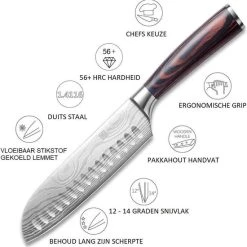PAUDIN N5 Professioneel RVS Japans Santoku Mes 17,5 Cm - Vlijmscherp Keukenmes Gemaakt Van Hoogwaardig Duits Roestvast Carbonstaal - Damascus Patroon - Nu Extra Scherp Geprijst - Black Friday - Sint En Kerst -Tefal Shop 550x555