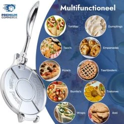 Premium Commerce Tortilla Pers - Roti Maker - Tortilla Press - Taco - Wrap - Incl. 10 Persvellen - Ø15.8 Cm -Tefal Shop 550x557 3