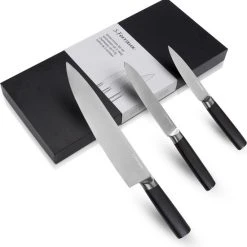 Ferraux 3-delige Set Professionele Messen Met RVS Koksmes 20 CM (Japans Keukenmes) - Vleesmes - Office Mes - Stainless Steel - Chef Mes - Houtlook Handvat - Gehard Chroomstaal - Gesmeed Uit één Stuk - Luxe Geschenkdoos -Tefal Shop 550x561 1