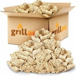 Grillas Voordeelverpakking Aanmaakkrullen Voor BBQ Of Kachel | 3kg ECO Aanmaakhout - Biologisch En Duurzaam Aanmaakwokkels - Houtwol Wokkels - Barbeque Aansteker - Aanmaakblokjes - Accesoires - Ongeveer 240krullen