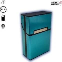 PocketMaster® Sigaretten Doosje - Blauw - Aluminium - Sigaretten Houder/Hoesje - Weerbestendig - Stevig En Luxe Opbergdoosje