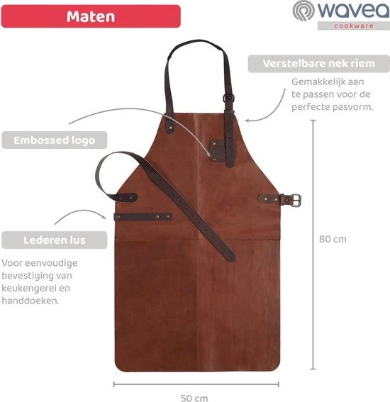 Wavea Cookware Leren BBQ Schort - Cognac - 80 X 50 Cm - Barbecue Schort Met Leren Riemen - Keukenschort 10 Wavea Cookware Leren BBQ Schort - Cognac - 80 X 50 Cm - Barbecue Schort Met Leren Riemen - Keukenschort - Afbeelding 8