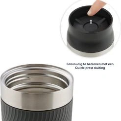 Blumtal Thermosbeker Classic - Lekvrij, BPA-Vrij En Vaatwasserbestendig - Hoge Kwaliteit Thermosfles Met Quick-Press Sluiting - Travel Mug 500 Ml - Antraciet -Tefal Shop 550x569 2