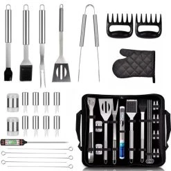 Maison & Kitchen Barbecue Gereedschap 25 Delig - RVS - BBQ Set - Inlcusief Thermometer - Voor Kamado | Weber | Grill