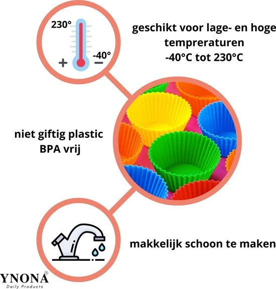 YNONA Daily Products Cupcake Vormpjes 12 Stuks - 12 Siliconen Cupcakes 8 YNONA Daily Products Cupcake Vormpjes 12 Stuks - 12 Siliconen Cupcakes - Afbeelding 6