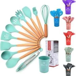 12-delige Itagala Siliconen Keukengerei Set Met Koker | Anti Aanbak | Hoge Kwaliteit Kookgerei Met Houten Handvatten | Light Green | BPA En Kras Vrij 8 12-delige Itagala Siliconen Keukengerei Set Met Koker | Anti Aanbak | Hoge Kwaliteit Kookgerei Met Houten Handvatten | Light Green | BPA En Kras Vrij -Tefal Shop 550x576 2