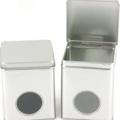 Theeblik Losse Thee - Zilver - Met Venster - De Gouden Kat - 75/100 Gram - Theedoos