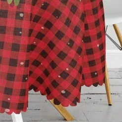 Kerst Velvet Textiel Rond Tafelkleed Ø140cm - Kerst Keukendecoratie - De Groen Home -Tefal Shop 550x582 3