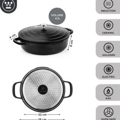 Westinghouse Performance Series - Hapjespan Inductie Met Deksel - 28cm Sauteerpan - Oven Geschikt - Zwart -Tefal Shop 550x588