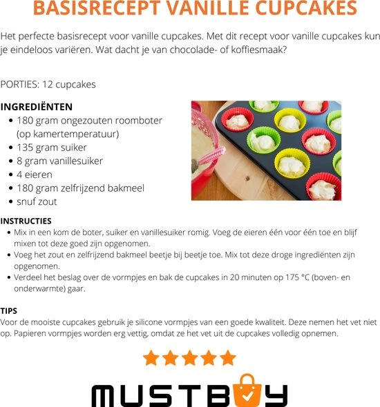 YNONA Daily Products Cupcake Vormpjes 12 Stuks - 12 Siliconen Cupcakes 10 YNONA Daily Products Cupcake Vormpjes 12 Stuks - 12 Siliconen Cupcakes - Afbeelding 8