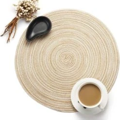 Merkloos Placemat - 2 Stuks - Placemat Rond - Placemats Rond Gevlochten - Tafelonderzetter - Tafel Onderleggers - Onderleggers Placemat - Placemat 30 Cm -Tefal Shop 550x592
