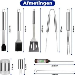 Maison & Kitchen Barbecue Gereedschap 25 Delig - RVS - BBQ Set - Inlcusief Thermometer - Voor Kamado | Weber | Grill -Tefal Shop 550x594 4
