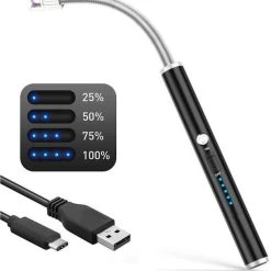 Alfex Aansteker - Elektrische Oplaadbare Flexibele Keuken BBQ Aansteker Flexibele Keuken Aansteker - BBQ Aansteker - Usb Oplaadbaar – Zilver Lange Aansteker Voor Kaarsen Of BBQ – Elektrische Lighter – The Flex