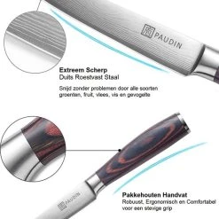PAUDIN N7 Professioneel RVS Japans Officemes 12,5 Cm - Vlijmscherp Universeel Groentemes Gemaakt Van Hoogwaardig Roestvast Duits Carbonstaal - Damascus Patroon - Nu Extra Scherp Geprijst - Black Friday - Sint En Kerst -Tefal Shop 550x598 4