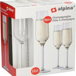 Luxury Houseware Champagneglas / Glazen 6x Stuks 22 Centiliter - Feest / Party Champagneglazen Set