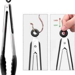 VITAMO 3x Keukentang RVS - Serveertang - BBQ Tang - Barbequetang - Vleestang - 3 Handige Maten - 33 Cm 27 Cm En 20 Cm - Zwart -Tefal Shop 550x600 2