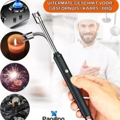 IFC Papillon Papillon - Lange Elektrisch Aansteker - USB Oplaadbaar - Flexibele Aansteker - Gasfornuis - Kaarsjes - BBQ - Zilver -Tefal Shop 550x609 1