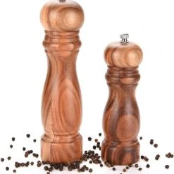 Timmers Trading Peper En Zoutmolen Set Van Acacia Hout Double Wood Klassiek