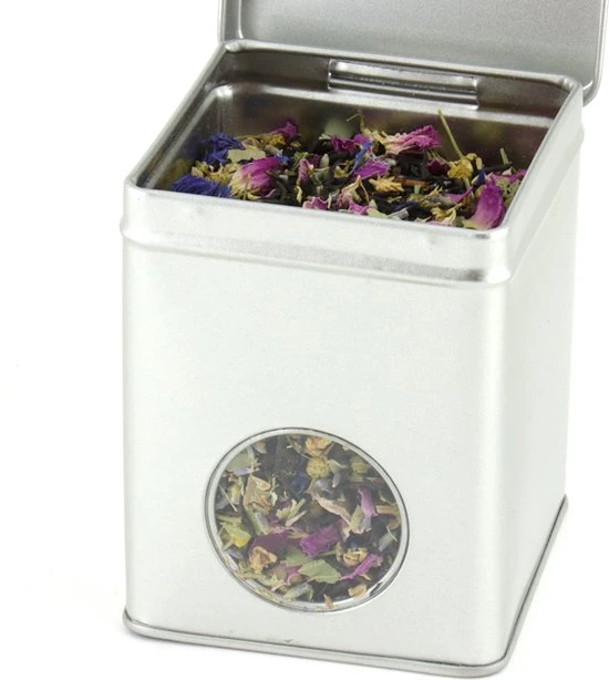 Theeblik Losse Thee - Zilver - Met Venster - De Gouden Kat - 75/100 Gram - Theedoos 4 Theeblik Losse Thee - Zilver - Met Venster - De Gouden Kat - 75/100 Gram - Theedoos - Afbeelding 2