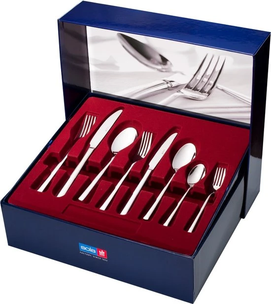 Sola Bestekset Luxor - Modern - 6 Persoons - 50 Delig - Zilverwit Edelstaal 18/10 - RVS - Zilver 7 Sola Bestekset Luxor - Modern - 6 Persoons - 50 Delig - Zilverwit Edelstaal 18/10 - RVS - Zilver - Afbeelding 5