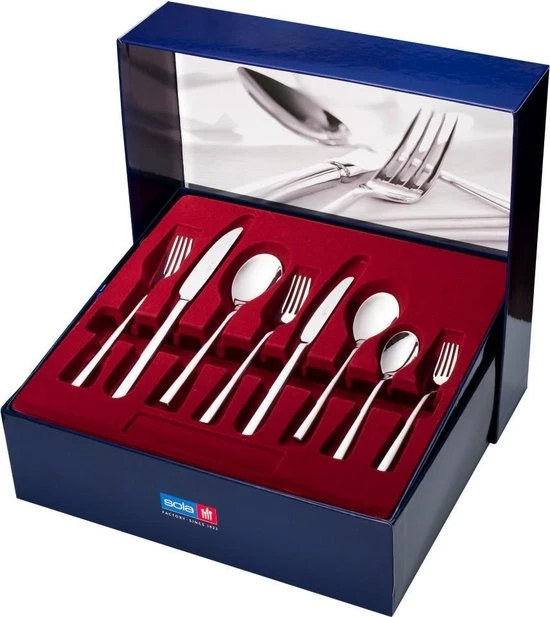 Sola Bestekset Montreux - Modern - 12 Persoons - 64 Delig - Zilverwit Edelstaal 18/10 - RVS - Zilver 5 Sola Bestekset Montreux - Modern - 12 Persoons - 64 Delig - Zilverwit Edelstaal 18/10 - RVS - Zilver - Afbeelding 3