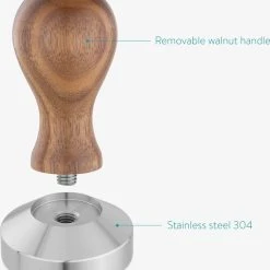 Navaris Koffie En Espresso Tamper - Koffiestamper Voor Het Aandrukken Van Gemalen Koffie - Inclusief Tampermat - Roestvrij Staal En Hout - Ø 51 Mm -Tefal Shop 550x623