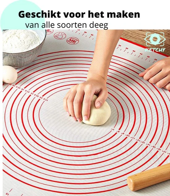 Ketchy - Deegmat - Bakmat - Ovenmat - Deegmat 60x40 Cm - Bakken - Koken - BPA Vrij - Herbruikbaar - 1 Stuk 7 Ketchy - Deegmat - Bakmat - Ovenmat - Deegmat 60x40 Cm - Bakken - Koken - BPA Vrij - Herbruikbaar - 1 Stuk - Afbeelding 5