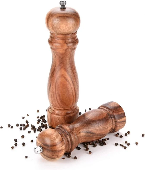 Timmers Trading Peper En Zoutmolen Set Van Acacia Hout Double Wood Klassiek 6 Timmers Trading Peper En Zoutmolen Set Van Acacia Hout Double Wood Klassiek - Afbeelding 4