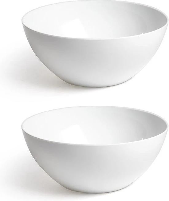 Forte Plastics Set Van 2x Stuks Grote Salade/fruit/brood Serveerschaal/sla Bak In Het Wit 26.5 Cm - Schalen/kommen Van Kunstsof - Keukenbenodigdheden 3 Forte Plastics Set Van 2x Stuks Grote Salade/fruit/brood Serveerschaal/sla Bak In Het Wit 26.5 Cm - Schalen/kommen Van Kunstsof - Keukenbenodigdheden