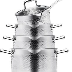 Sola Pannenset Noma - 4 Delig - Ø 16,16,18,20 Cm - Zilver - RVS - Sandwichbodem