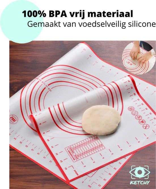 Ketchy - Deegmat - Bakmat - Ovenmat - Deegmat 60x40 Cm - Bakken - Koken - BPA Vrij - Herbruikbaar - 1 Stuk 8 Ketchy - Deegmat - Bakmat - Ovenmat - Deegmat 60x40 Cm - Bakken - Koken - BPA Vrij - Herbruikbaar - 1 Stuk - Afbeelding 6