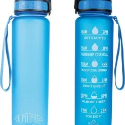 Nimma Motivatie Waterfles - 1 Liter Drinkfles - Met Tijdmarkeringen En Fruitfilter - Blauw -Tefal Shop 550x667