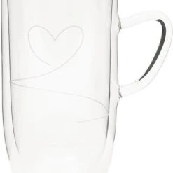 Riviera Maison Mok Met Tekst - With Love Double Wall Glass L - Transparant - 1 Stuks