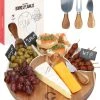Culineum® Luxe Borrelplank Met Messen & Schaaltjes - Tapasplank, Serveerplank & Kaasplank - 30 Cm - Keramiek / Hout