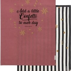 Riviera Maison Theeodoeken En Keukendoeken Set - Happy Confetti Tea Towel - Roze - 2 Stuks