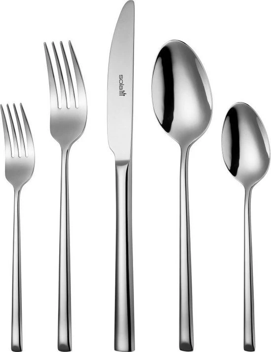 Sola Bestekset Luxor - Modern - 6 Persoons - 50 Delig - Zilverwit Edelstaal 18/10 - RVS - Zilver 3 Sola Bestekset Luxor - Modern - 6 Persoons - 50 Delig - Zilverwit Edelstaal 18/10 - RVS - Zilver