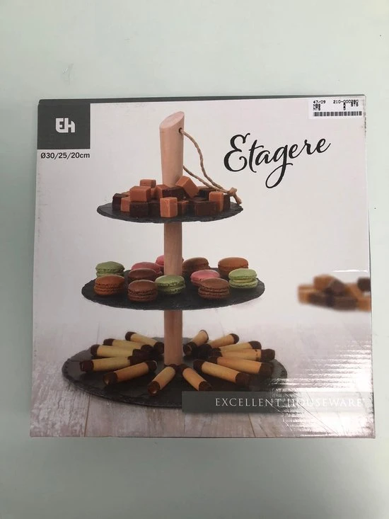 Merkloos Etagere Leisteen 3-laags Ø30/25/20cm 6 Merkloos Etagere Leisteen 3-laags Ø30/25/20cm - Afbeelding 4