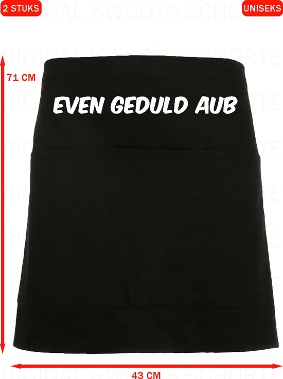 Roly 2 STUKS - EVEN GEDULD AUB Uniseks Korte Schorten - Zwart - One Size (volwassenen) - Horeca Schort - Bedieningsschort - Grappige | Leuke Teksten - Original Kwoots- Voor Zowel Mannen Als Vrouwen - Verstelbare Tailleband - Wasbaar - Cadeau - Apron 4 Roly 2 STUKS - EVEN GEDULD AUB Uniseks Korte Schorten - Zwart - One Size (volwassenen) - Horeca Schort - Bedieningsschort - Grappige | Leuke Teksten - Original Kwoots- Voor Zowel Mannen Als Vrouwen - Verstelbare Tailleband - Wasbaar - Cadeau - Apron - Afbeelding 2