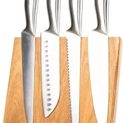 Coninx Quin Messenblok Magnetisch - Messenmagneet - Antislip - Messenhouder RVS / Acacia